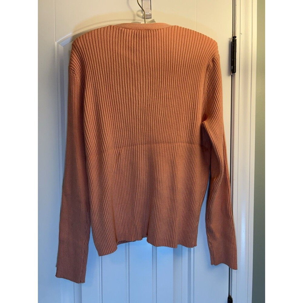 Worthington Peach Ribbed Button Front Cardigan Sweater Women’s 1X Soft Chic - Picture 7 of 13